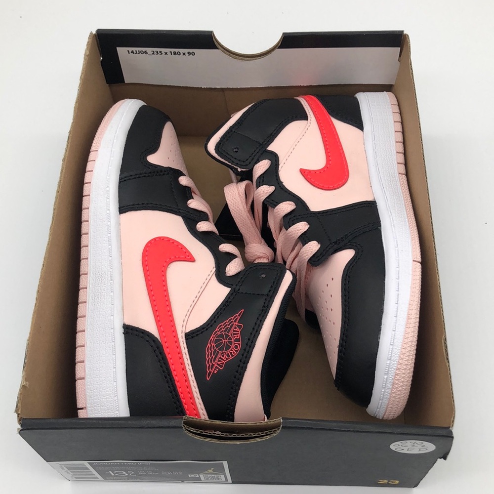 New AIR JORDAN 1 MID (PS) ATMOSPHERE / INFRARED 23-BLACK 640734-604 no box lid - Picture 2 of 6